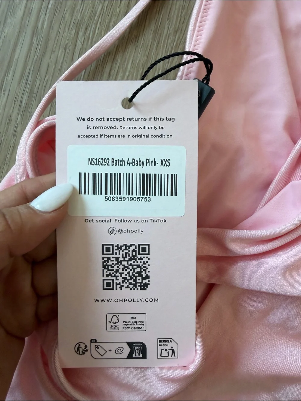 OH POLLY Kora Halterneck Thong Swimsuit in Baby Pink size XXS NEW